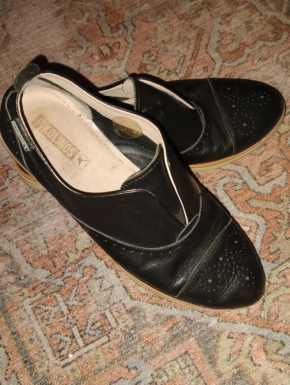 Pikolinos Black Genuine Leather Pyrgos Oxford Loafers Morocco Made 38 (7.5)